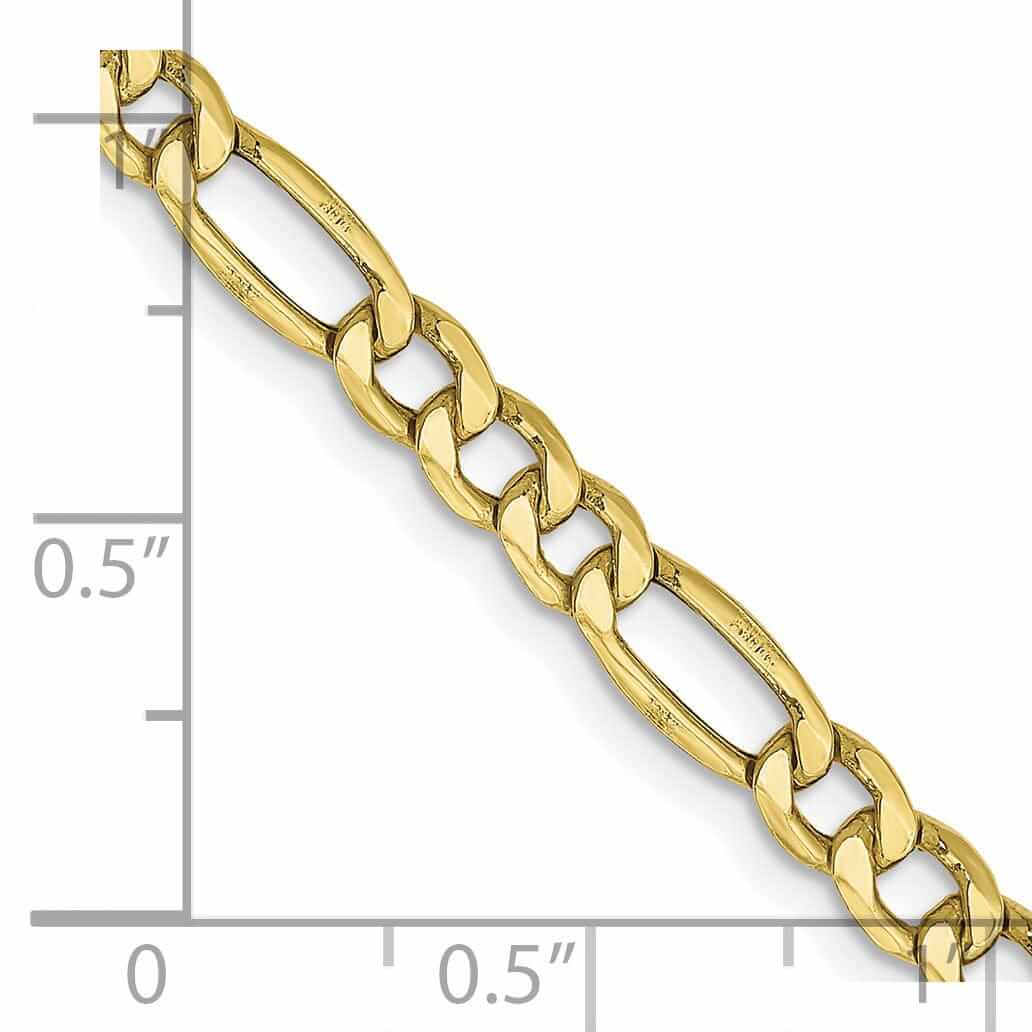 10k Yellow Gold Semi-Solid Figaro Chain