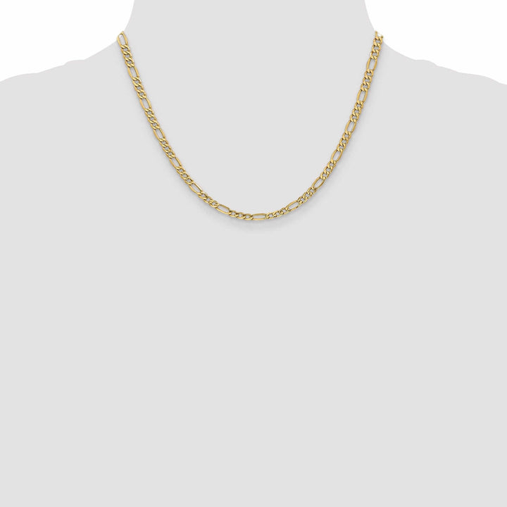 10k Yellow Gold Semi-Solid Figaro Chain