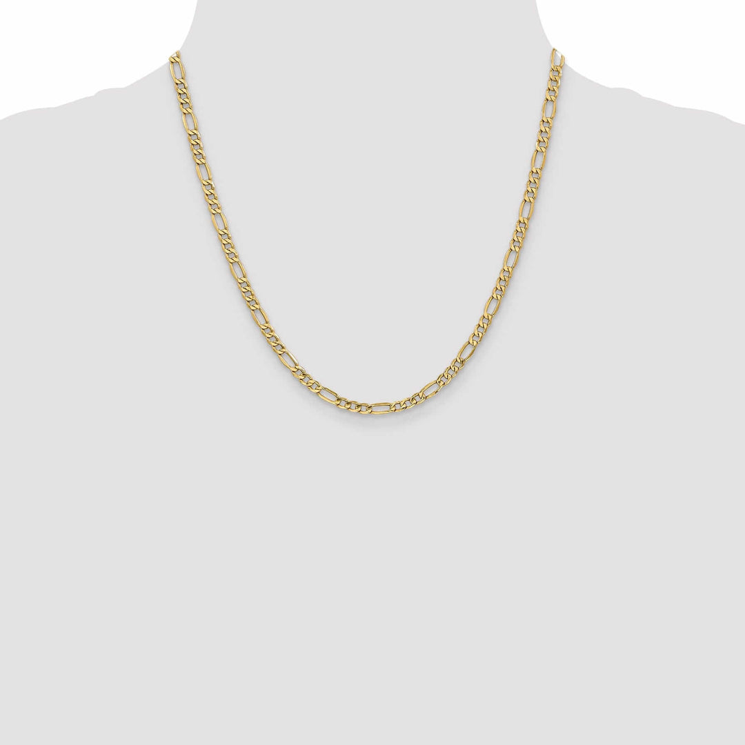 10k Yellow Gold Semi-Solid Figaro Chain