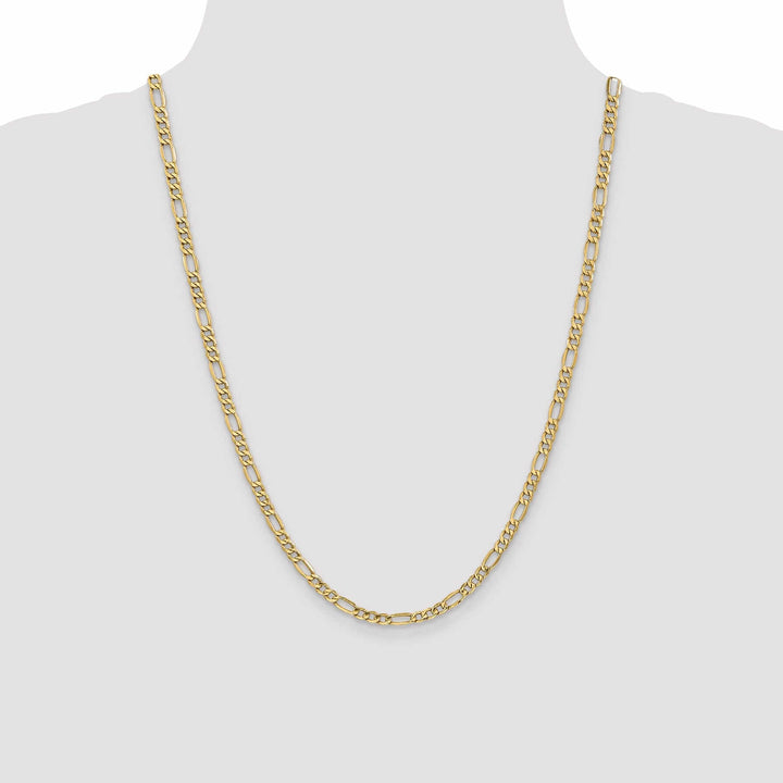 10k Yellow Gold Semi-Solid Figaro Chain