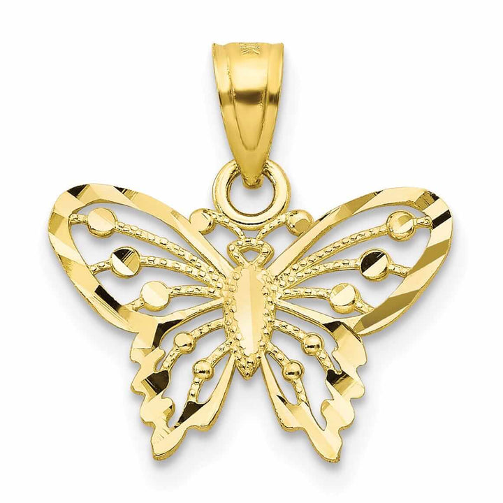 10k Yellow Gold Diamond Cut Butterfly Pendant