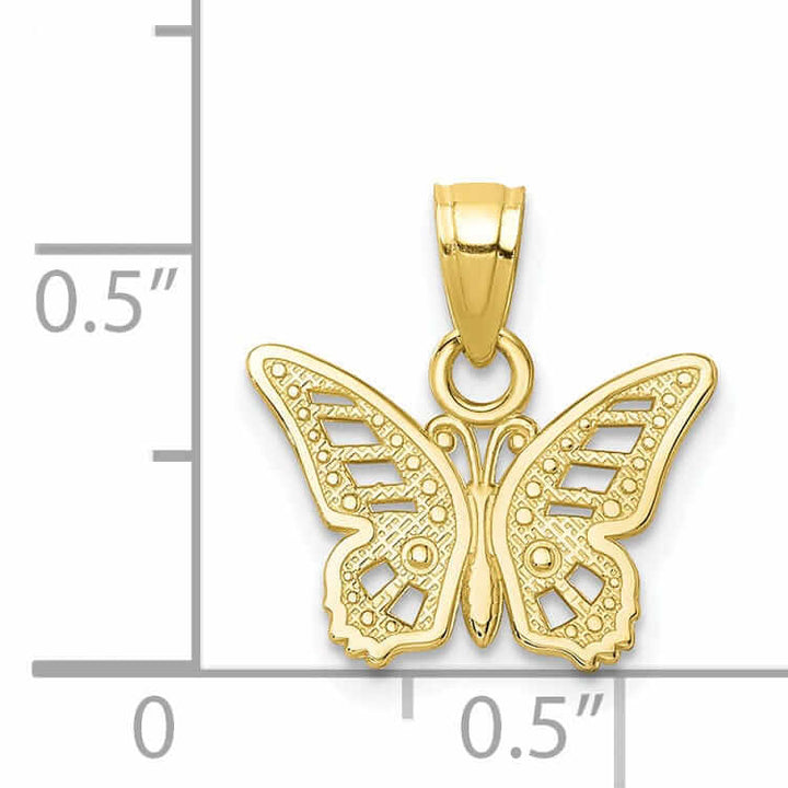 10k Yellow Gold Polish Finish Butterfly Pendant