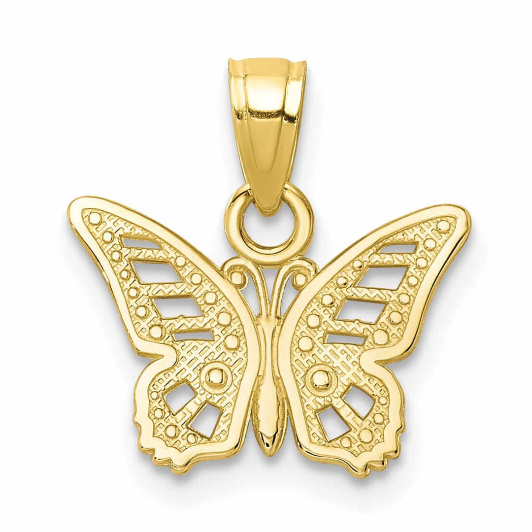 10k Yellow Gold Polish Finish Butterfly Pendant