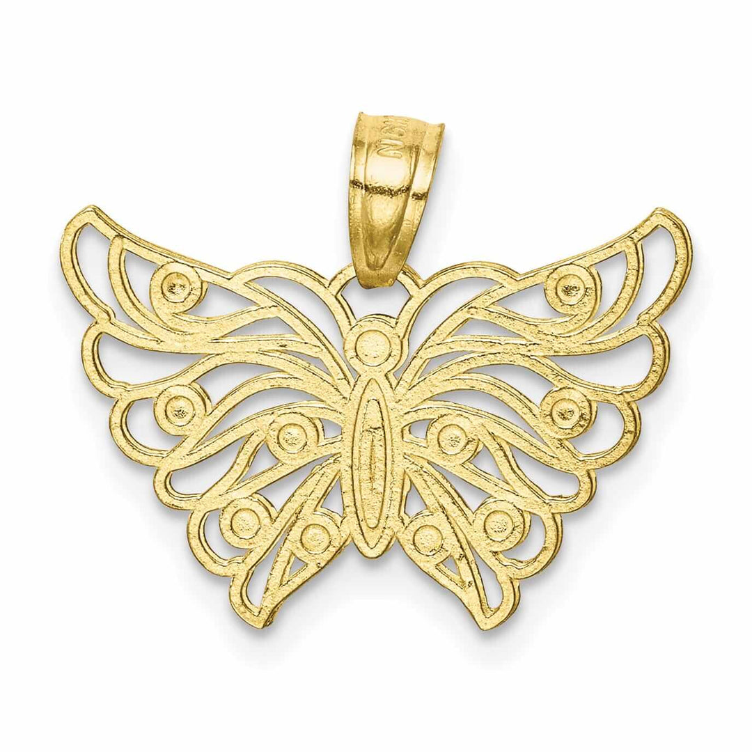 10k Two Tone Gold Polished Butterfly Pendant