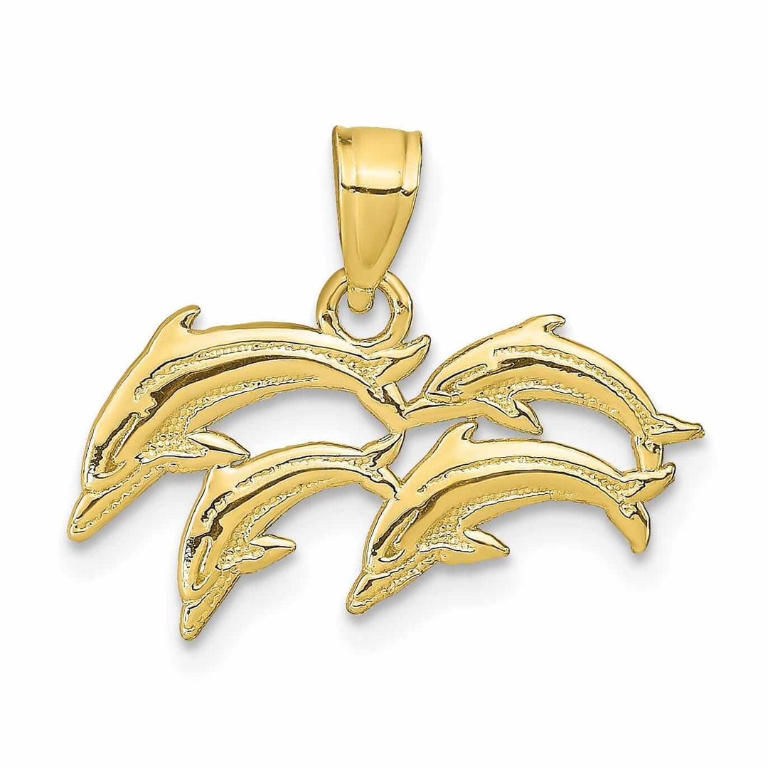 10k Yellow Gold Family of Dolphins Pendant