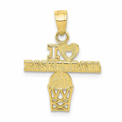 10k Yellow Gold I Love Basketball Net Pendant at $ 45.49 only from Jewelryshopping.com