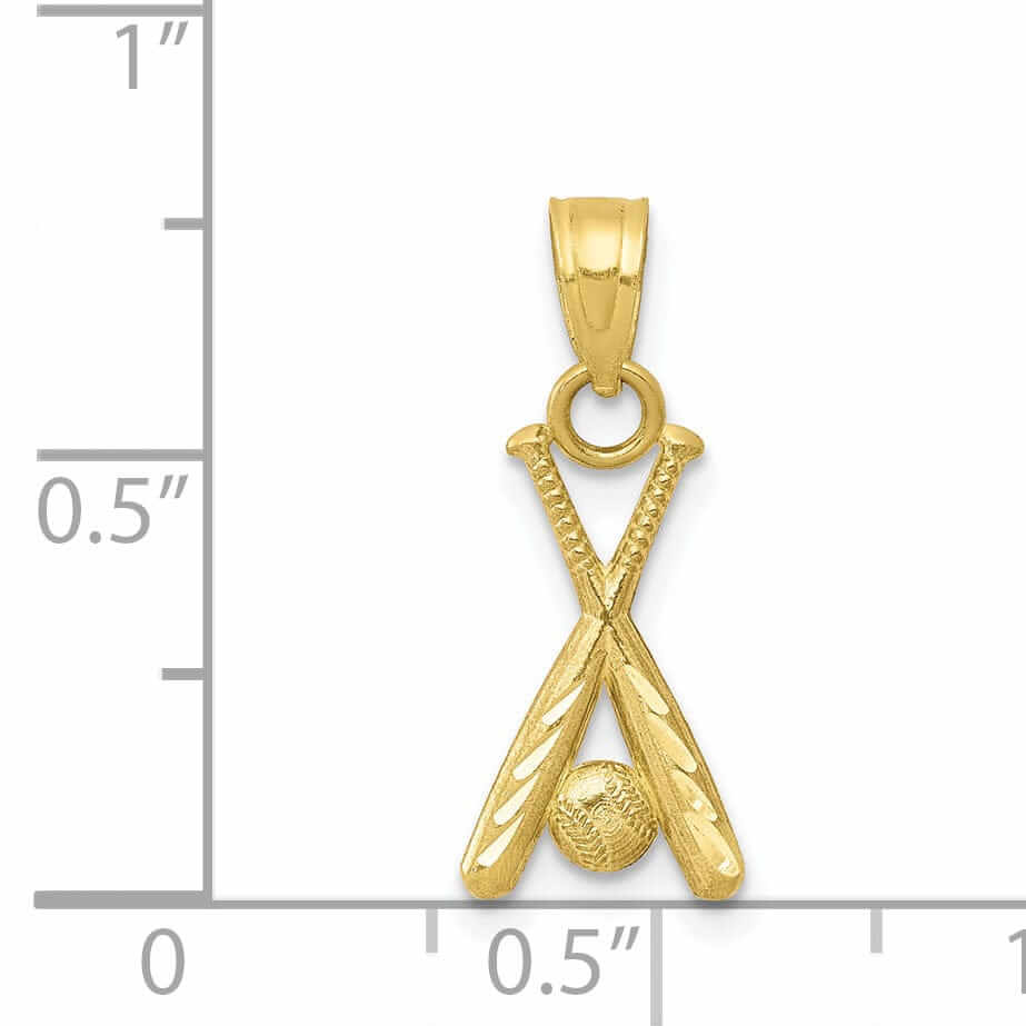 10k Yellow Gold Baseball Bats Charm Pendant