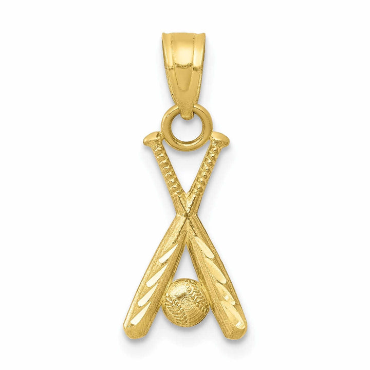 10k Yellow Gold Baseball Bats Charm Pendant