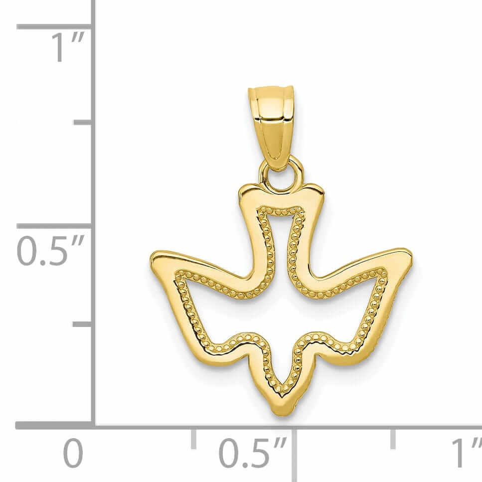 10k Yellow Gold Polished Finish Dove Pendant