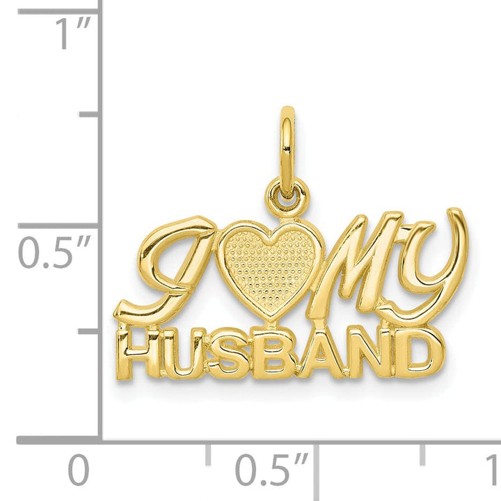 Solid 10k Yellow Gold I Love My Husband Pendant
