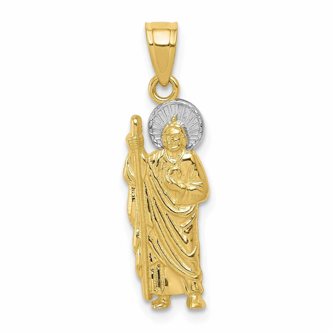 10k Two Tone Gold Polished Saint Jude Pendant