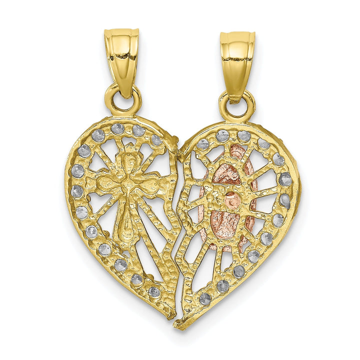 Solid 10K Two Tone Gold Blessed Mother Pendant