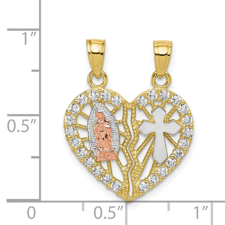 Solid 10K Two Tone Gold Blessed Mother Pendant