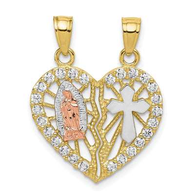 Solid 10K Two Tone Gold Blessed Mother Pendant at $ 139.38 only from Jewelryshopping.com