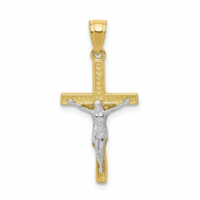 10k Two Tone Gold Polish Crucifix Charm Pendant