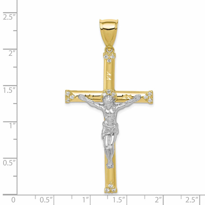 10k Yellow Gold Polished C.Z Crucifix Pendant