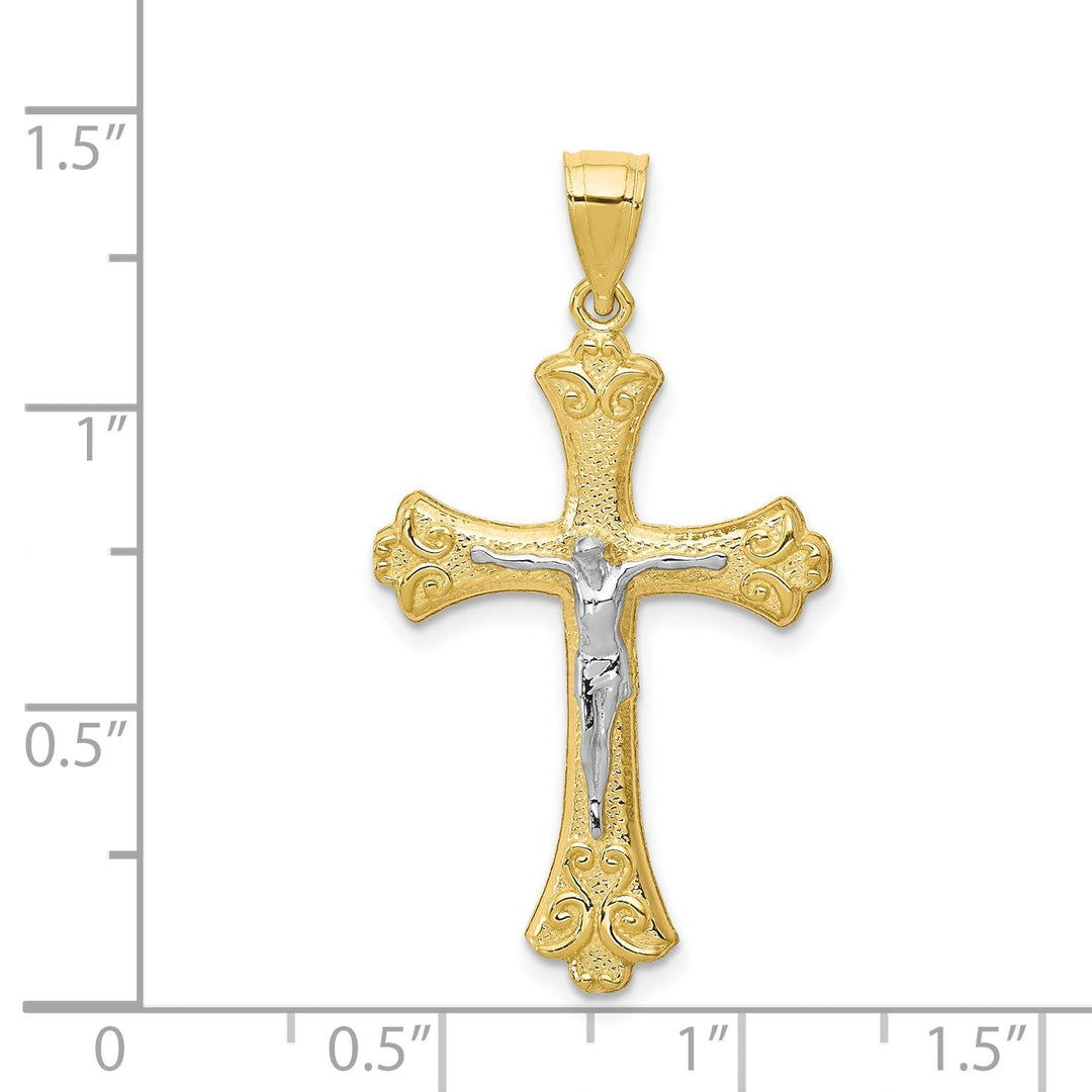 Textured Fleur de Lis Crucifix Pendant