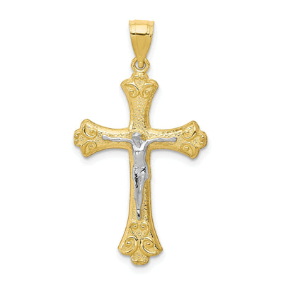 Textured Fleur de Lis Crucifix Pendant