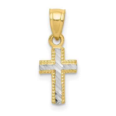10k Yellow Rhodium Tiny Cross Pendant at $ 32.28 only from Jewelryshopping.com