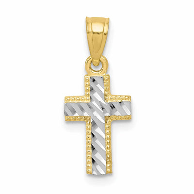 10k Yellow Rhodium Small Cross Pendant at $ 38.88 only from Jewelryshopping.com