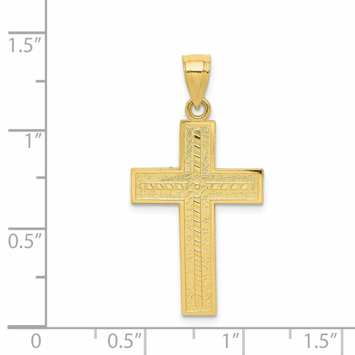 10k Yellow Gold Polished Cross Pendant Textured