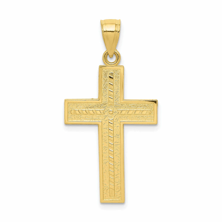 10k Yellow Gold Polished Cross Pendant Textured