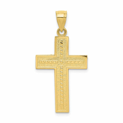 10k Yellow Gold Polished Cross Pendant Textured at $ 63.82 only from Jewelryshopping.com