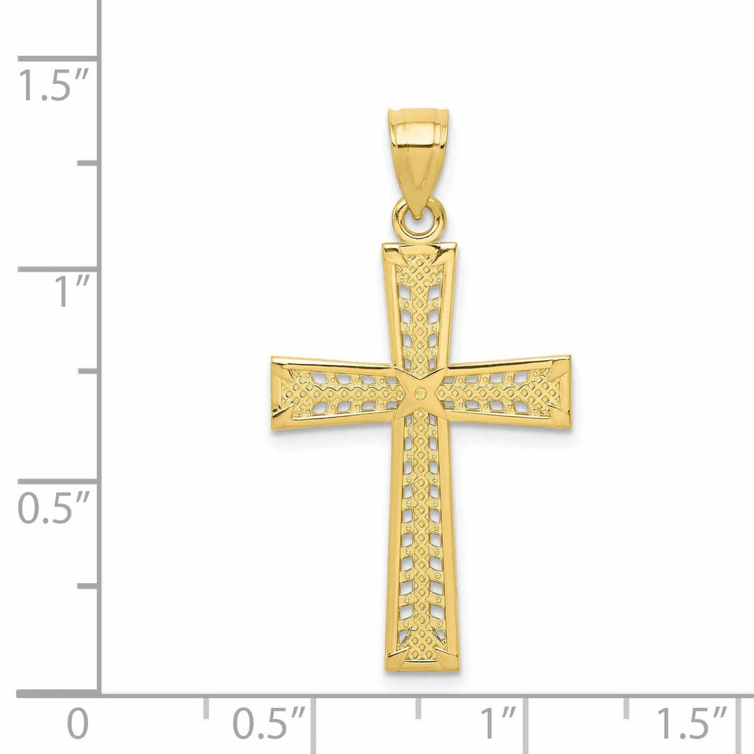 10k Yellow Gold Polished Cross Pendant Textured