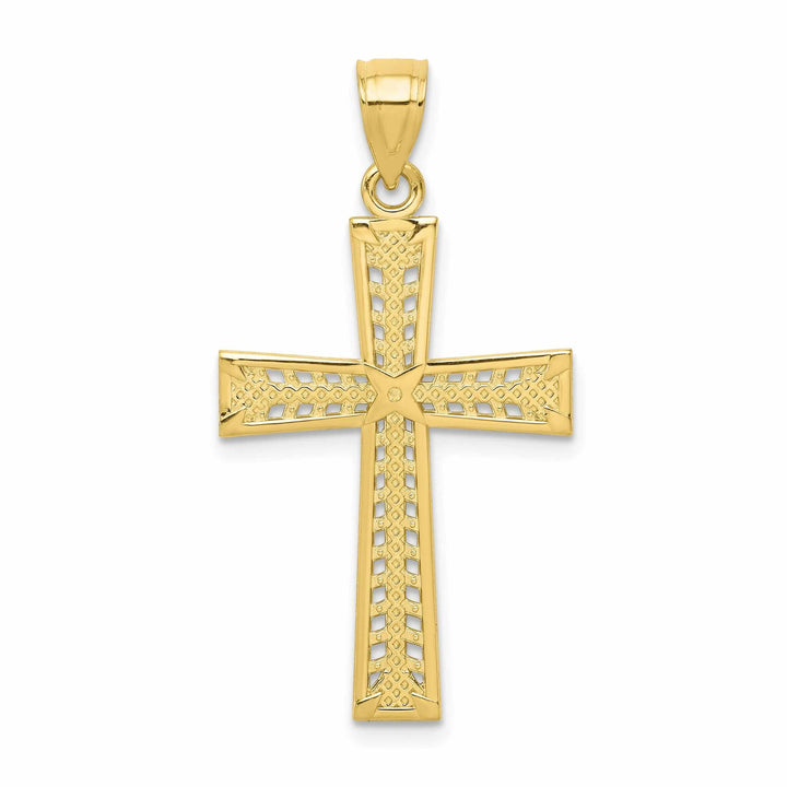 10k Yellow Gold Polished Cross Pendant Textured