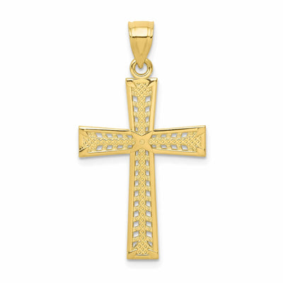10k Yellow Gold Polished Cross Pendant Textured at $ 98.31 only from Jewelryshopping.com