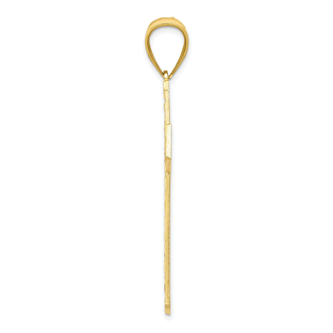 10k Yellow Gold Rhodium Textured Cross Pendant