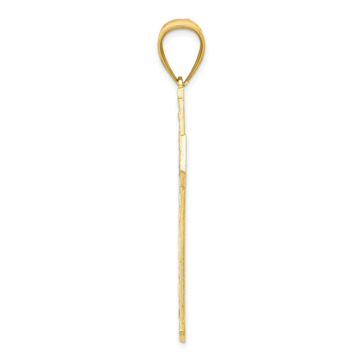 10k Yellow Gold Rhodium Textured Cross Pendant