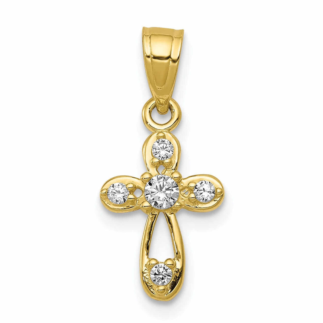 10k Yellow Gold Small C.Z Cross Pendant Polished