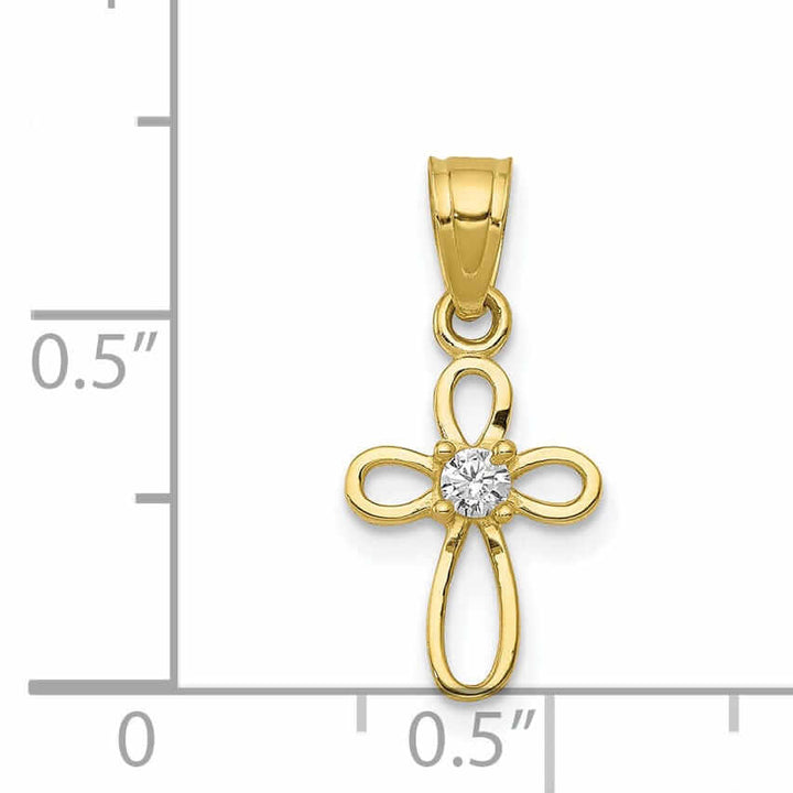 10k Yellow Gold Cubic Zirconia Pendant Polished