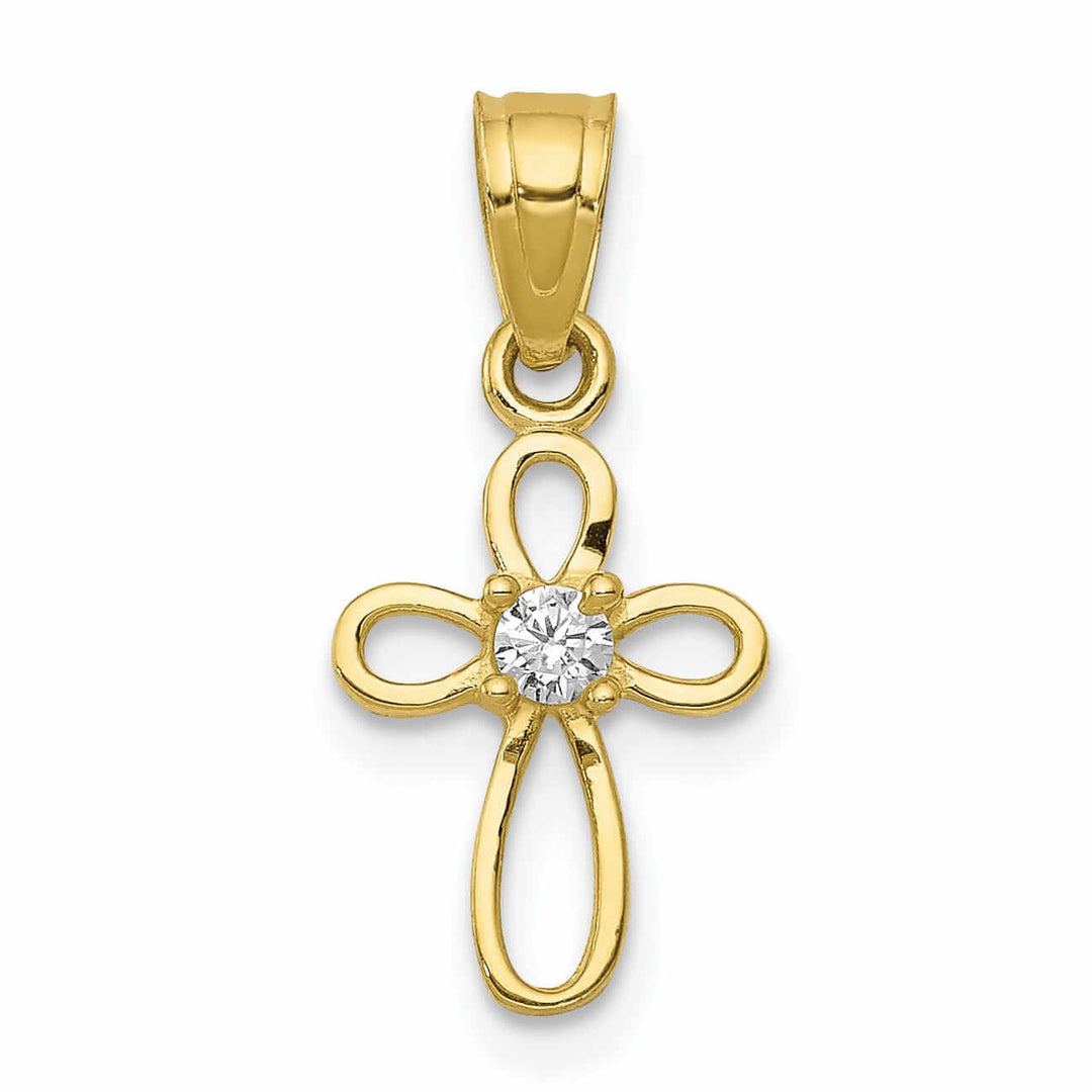 10k Yellow Gold Cubic Zirconia Pendant Polished