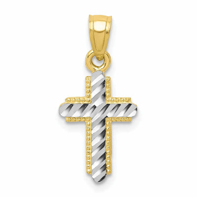 10k Yellow Gold With Rhodium Cross Pendant at $ 48.42 only from Jewelryshopping.com