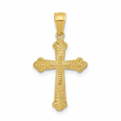 10k Yellow Gold Budded Cross Pendant Polished at $ 40.36 only from Jewelryshopping.com