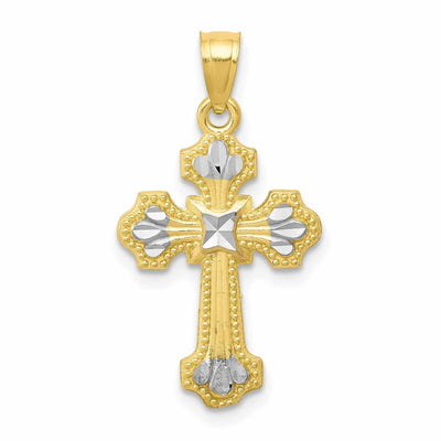 10k Yellow Gold Rhodium Polished Cross Pendant at $ 63.82 only from Jewelryshopping.com