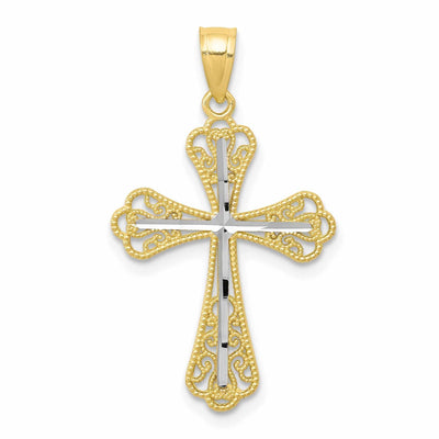 10k Yellow Gold Rhodium Polished Cross Pendant at $ 50.63 only from Jewelryshopping.com