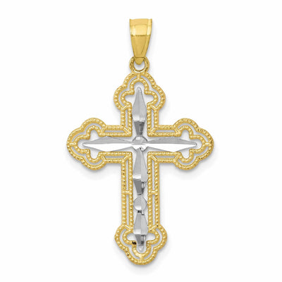 10k Yellow Gold Rhodium Polished Cross Pendant at $ 59.43 only from Jewelryshopping.com