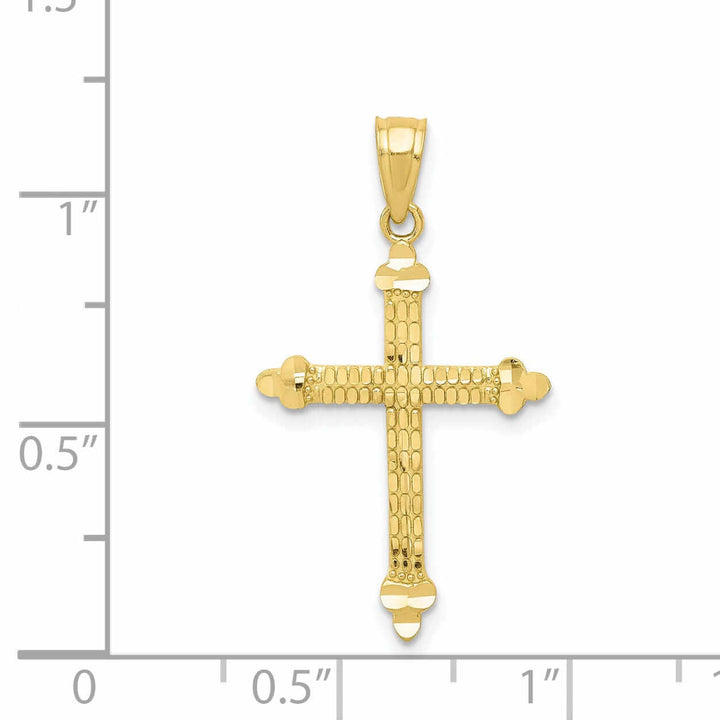 10k Yellow Gold Budded Cross Pendant