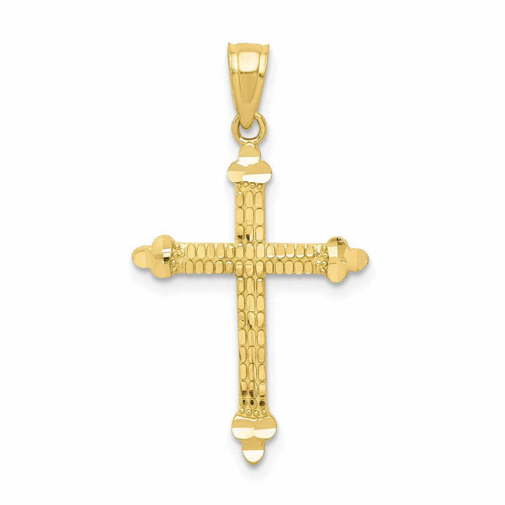 10k Yellow Gold Budded Cross Pendant