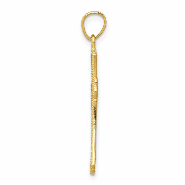 10k Yellow Gold With Rhodium Cross Pendant