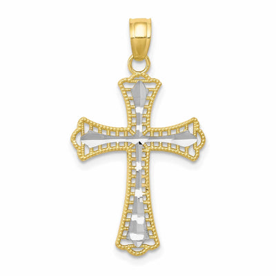 10k Yellow Gold With Rhodium Cross Pendant at $ 57.95 only from Jewelryshopping.com