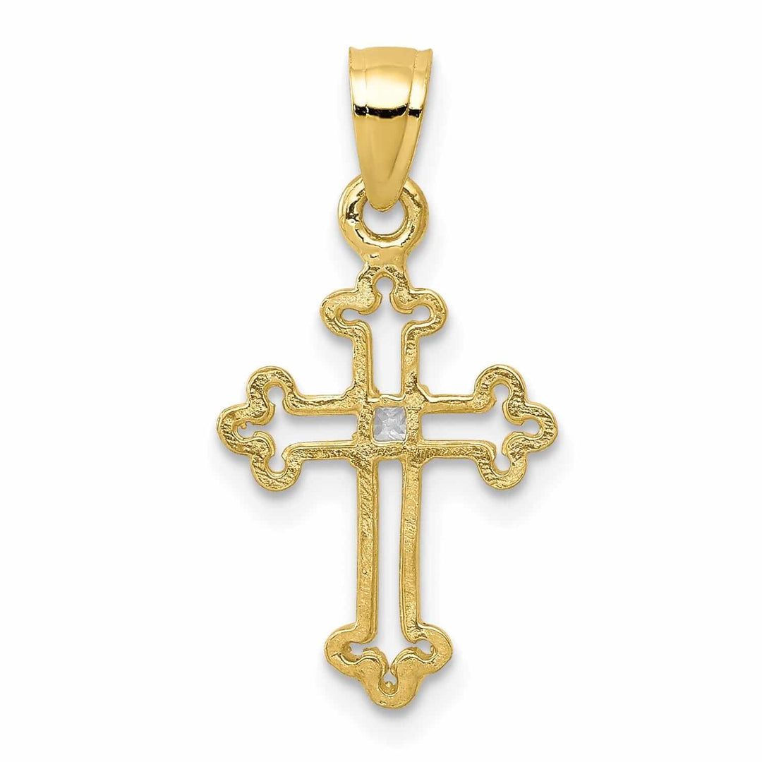 10k Yellow Gold Small C.Z Cross Pendant Polished