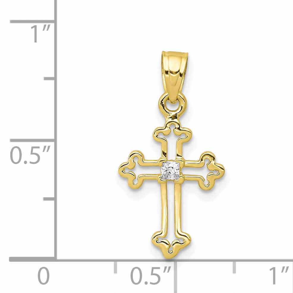 10k Yellow Gold Small C.Z Cross Pendant Polished