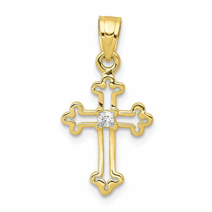 10k Yellow Gold Small C.Z Cross Pendant Polished