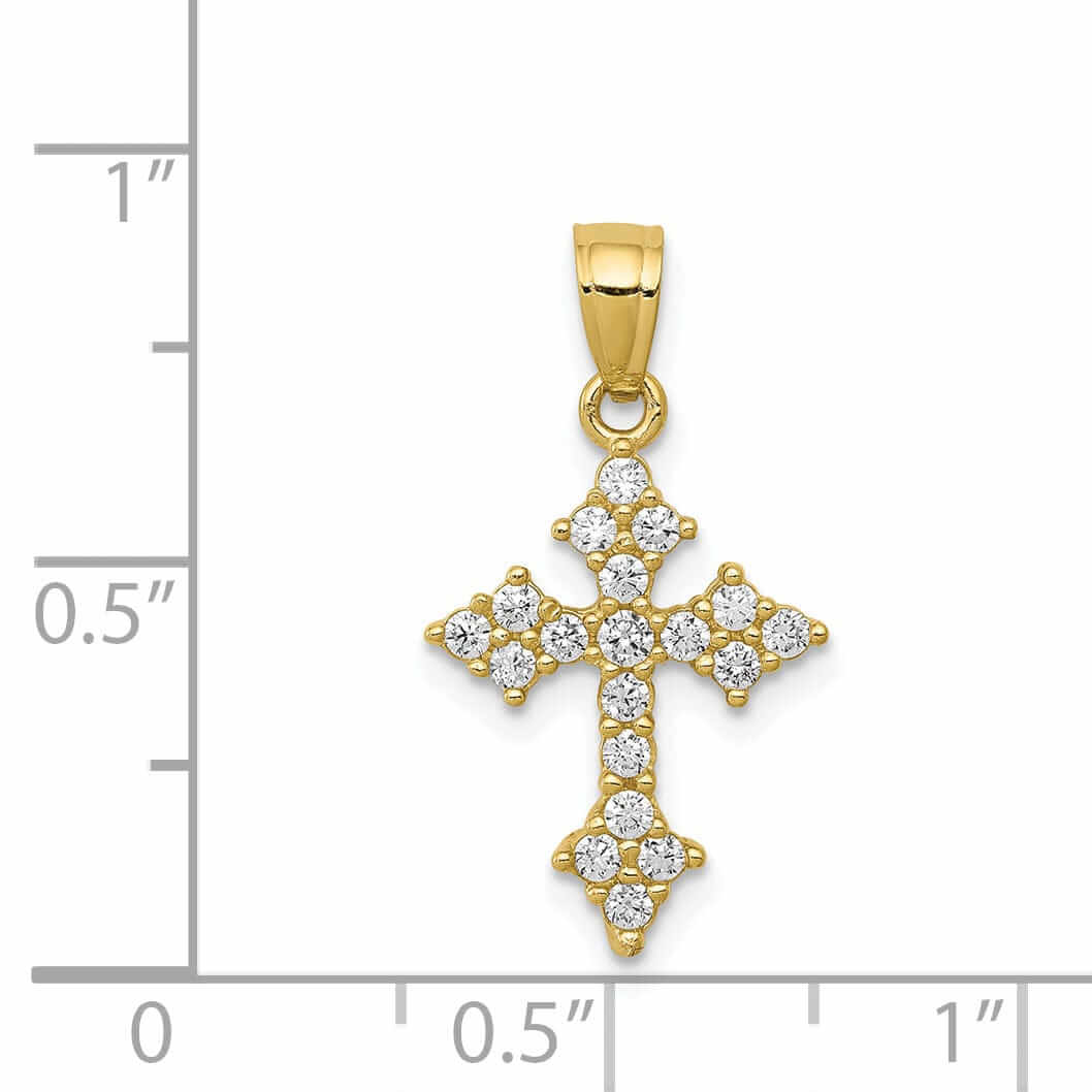 10k Yellow Gold C.Z Passion Cross Pendant