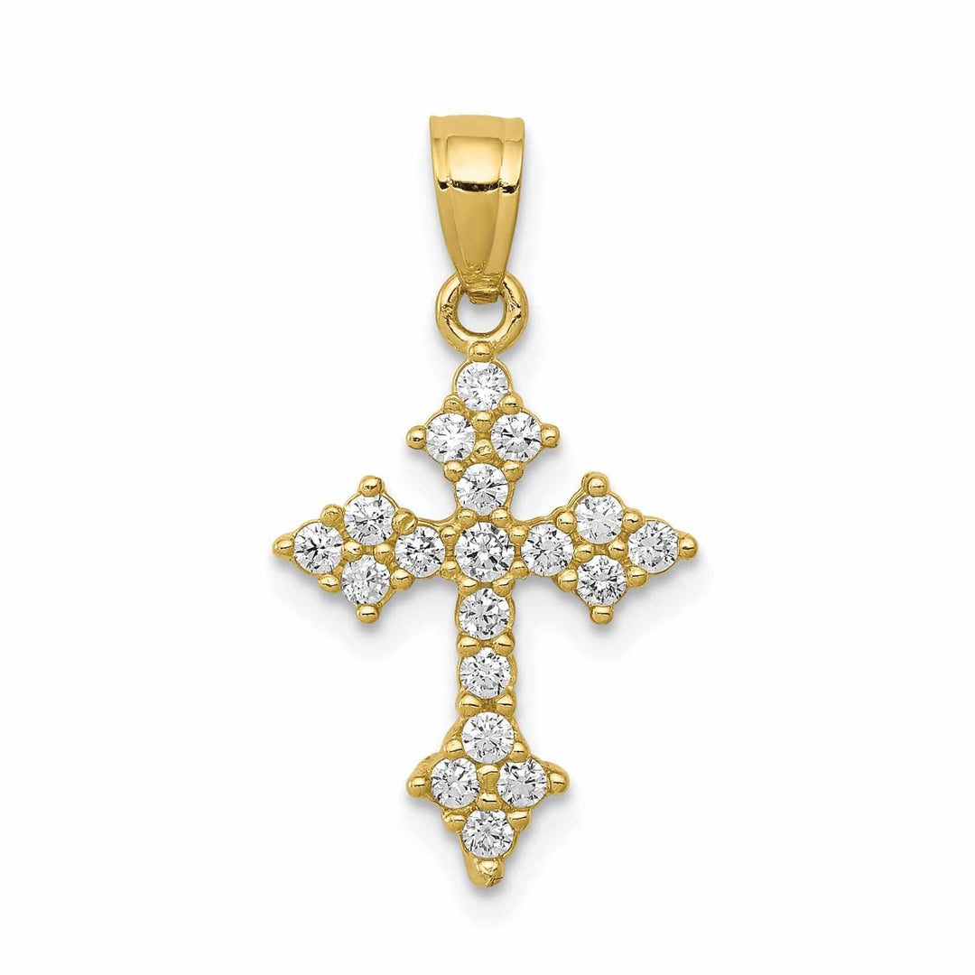 10k Yellow Gold C.Z Passion Cross Pendant