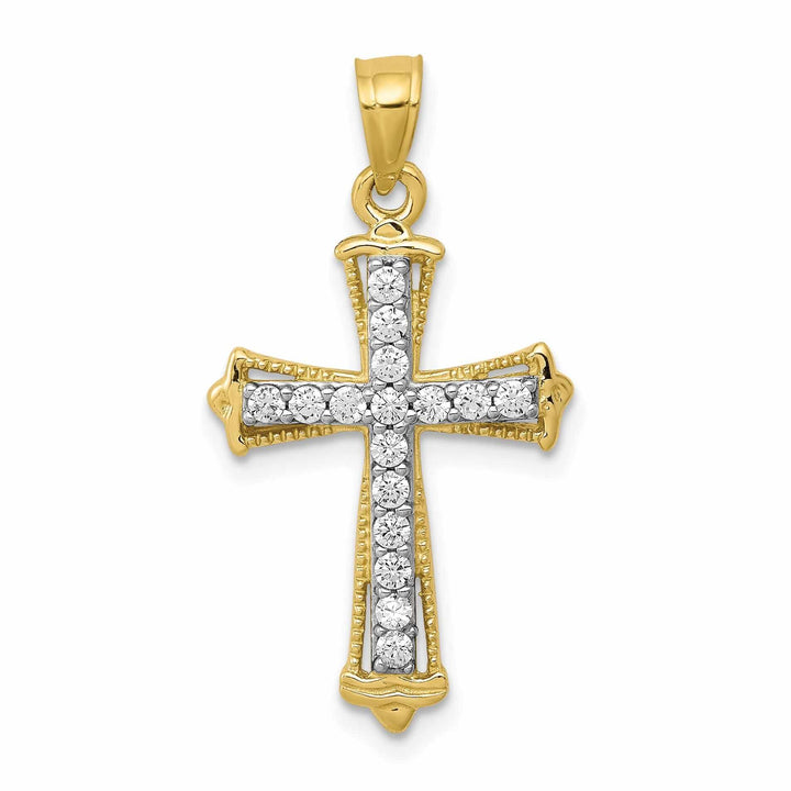 10k Yellow Gold C.Z Cross Pendant Polished